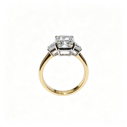 emerald yellow gold ring | Lab-Grown Diamonds | solid gold triad ring