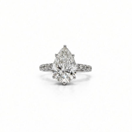 Pear-Shaped Minimalist Pavé Ring | Half Eternity Design |Lab-Grown Diamonds|solid gold