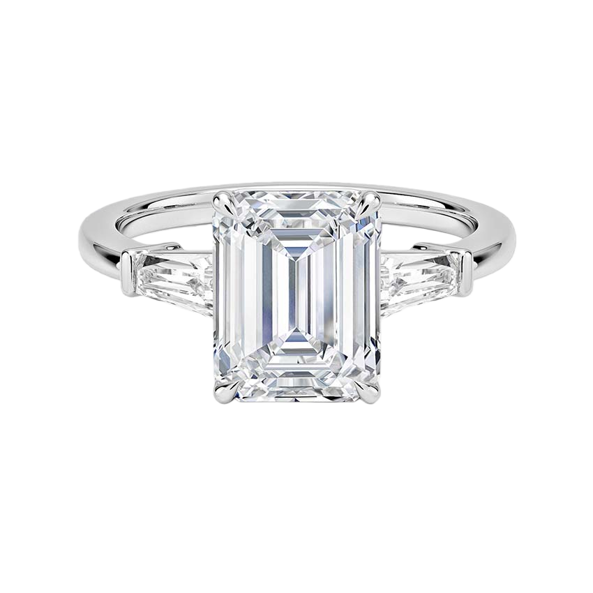 Emerald Three-stone Custom Engagement Ring Setting|Price is for Setting Only