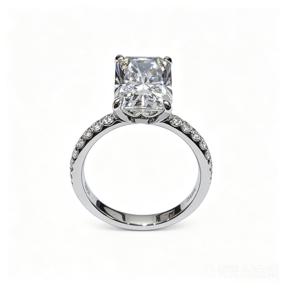 Radiant White Gold Ring | Lab-Grown Diamonds | Solid Gold | Vintage Sparkel