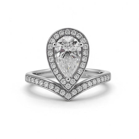Pear Cut Ring | Lab-Grown Diamonds | Solid Gold |