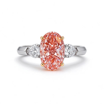 Pink Oval Cut Ring | Lab-Grown Diamonds | Solid Gold |