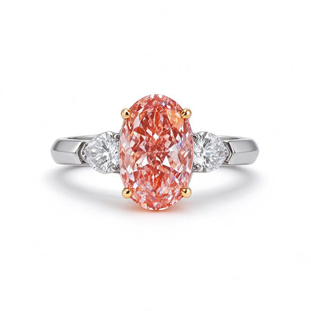 Pink Oval Cut Ring | Lab-Grown Diamonds | Solid Gold |