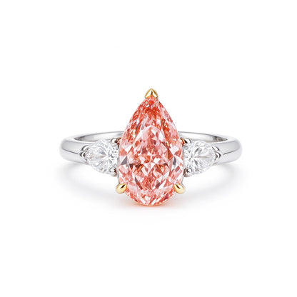 Pink Pear Cut Ring | Lab-Grown Diamonds | Solid Gold |