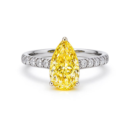 Yellow Pear Cut Ring | Lab-Grown Diamonds | Solid Gold |