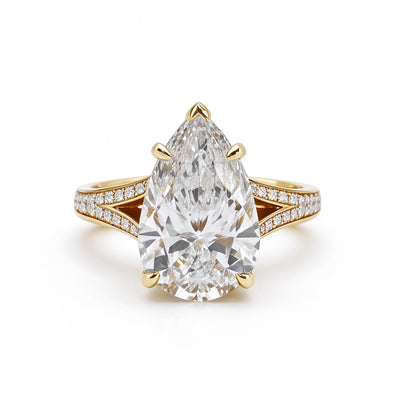 Pear Cut Ring | Lab-Grown Diamonds | Solid Gold |