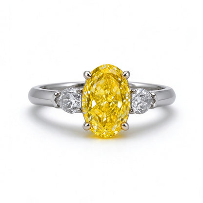 Yellow Oval Cut Ring | Lab-Grown Diamonds | Solid Gold |
