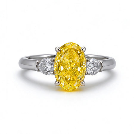 Yellow Oval Cut Ring | Lab-Grown Diamonds | Solid Gold |