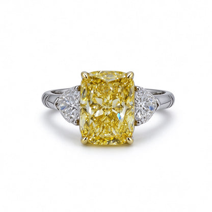 Yellow Cushion Cut Ring | Lab-Grown Diamonds | Solid Gold |