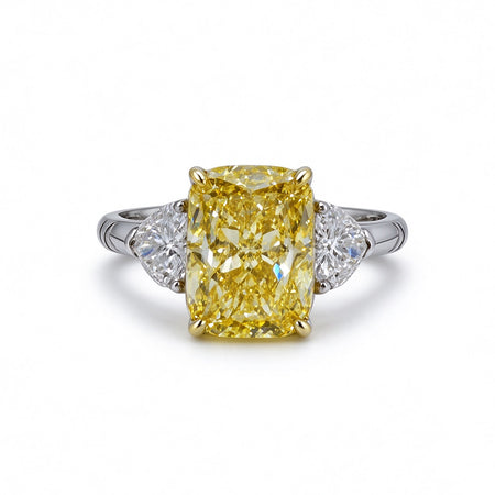 Yellow Cushion Cut Ring | Lab-Grown Diamonds | Solid Gold |