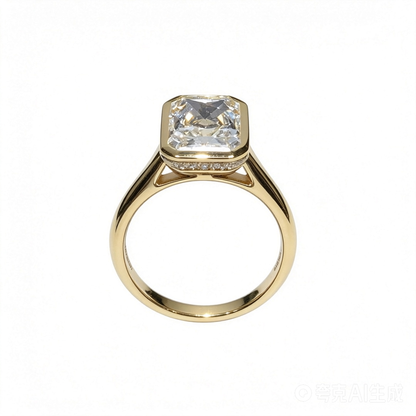 Yellow Gold Cushion Ring | Lab-Grown Diamonds | Solid Gold  | Hidden Halo Engagement Ring