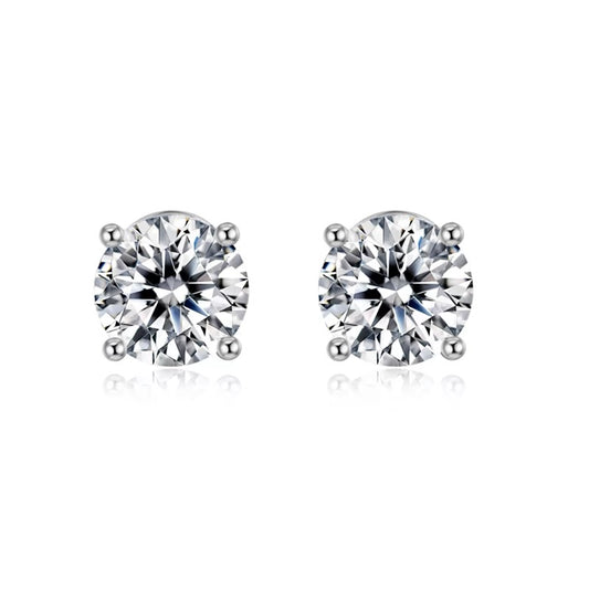 Lab-Grown Diamond Round Cut Earrings in PT950 Platinum Gold