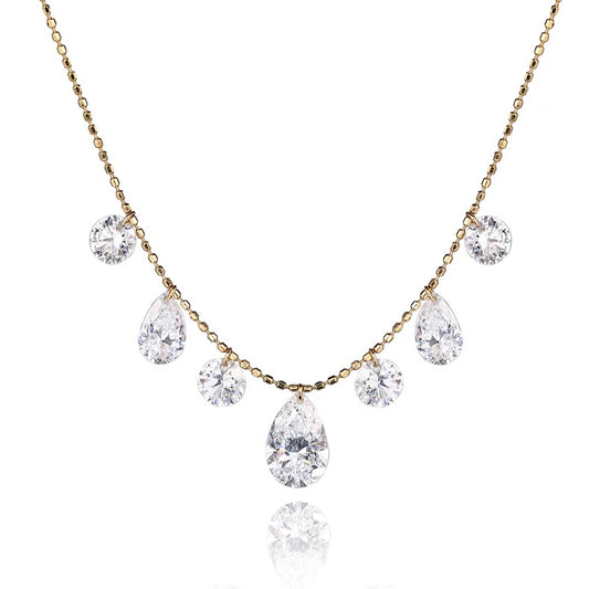 Lab-Grown Diamond Pear Cut Necklace  in 18K Gold