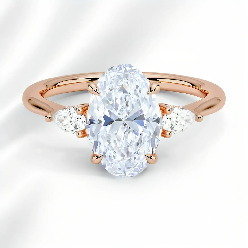 Oval Three-Stone & Hidden Halo Engagement Ring Setting|Price is for Setting Only