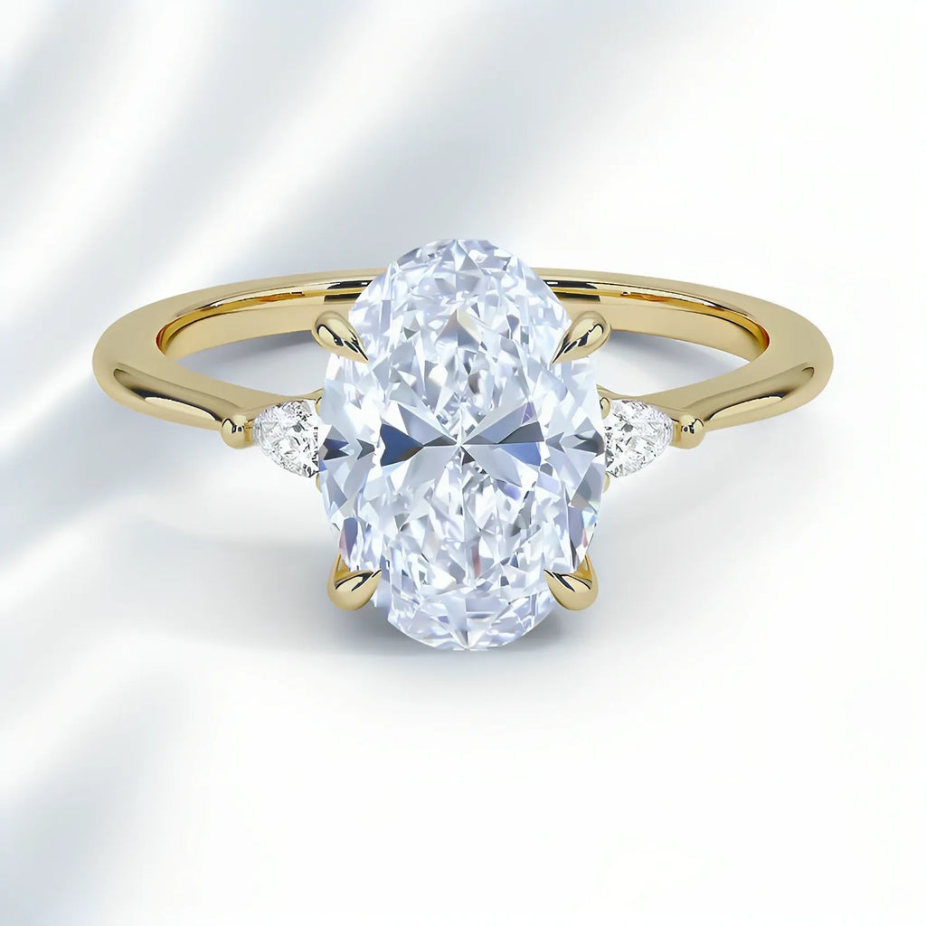 Oval Three-Stone Custom Engagement Ring Setting|Price is for Setting Only