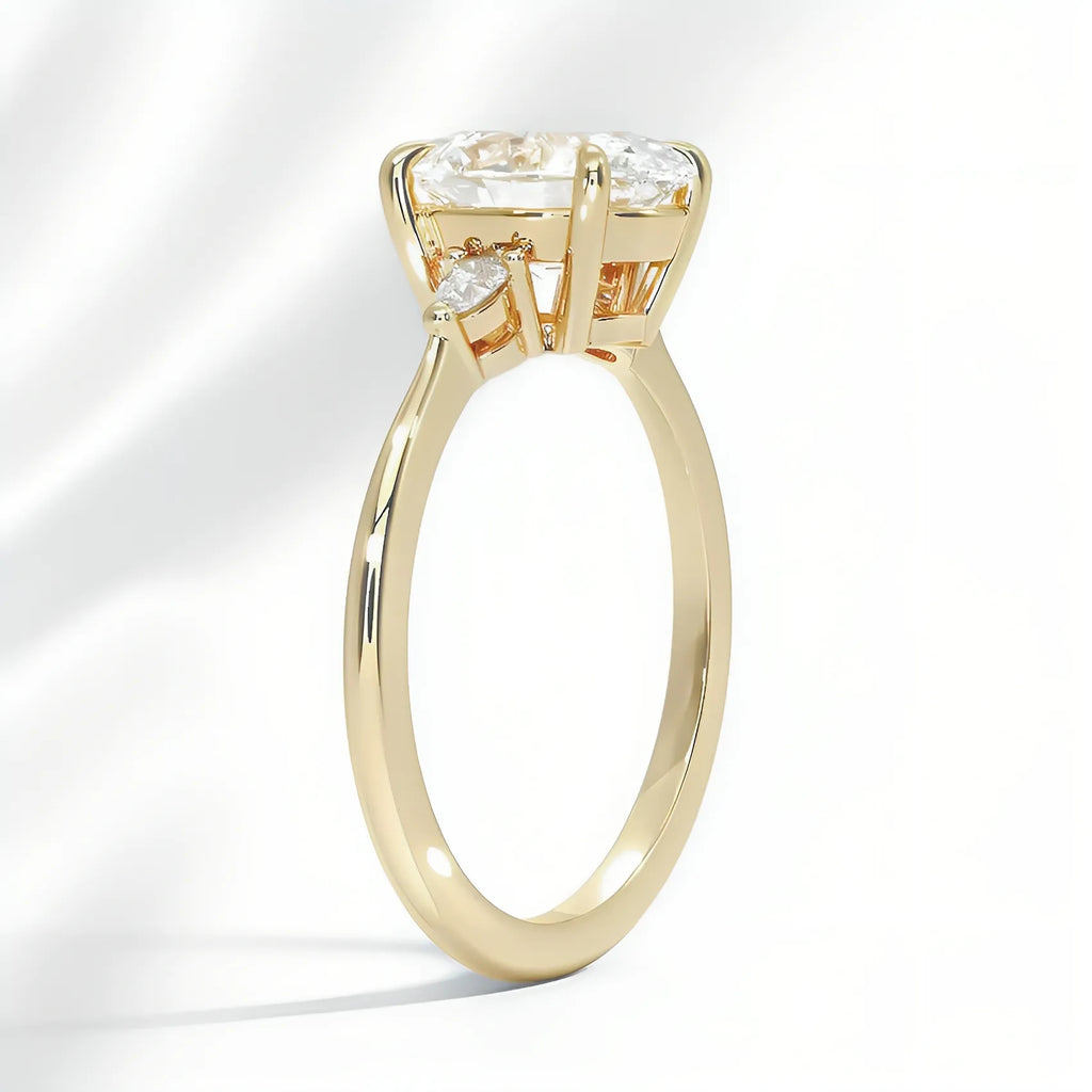 Oval Three-Stone Custom Engagement Ring Setting|Price is for Setting Only