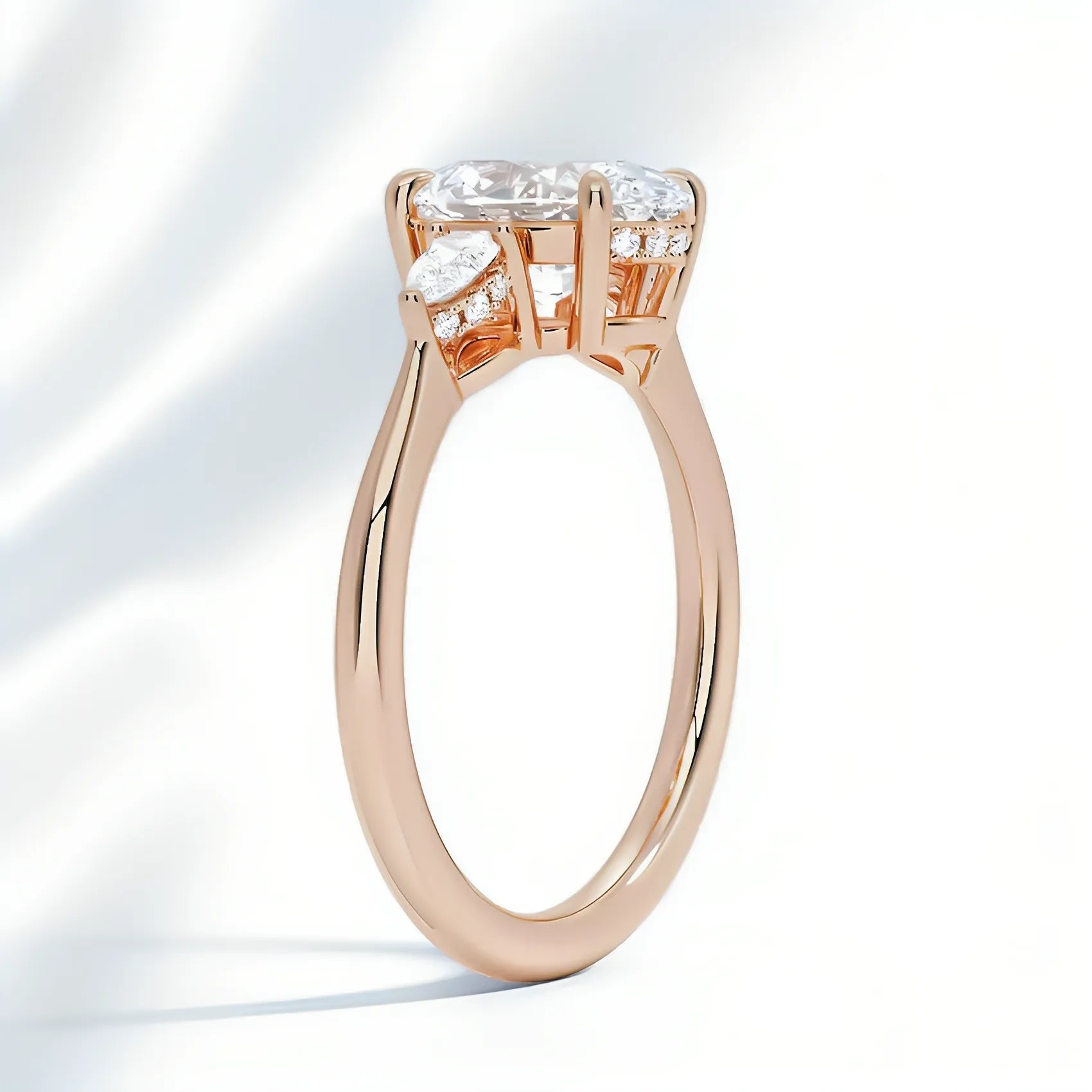 Oval Three-Stone & Hidden Halo Engagement Ring Setting|Price is for Setting Only