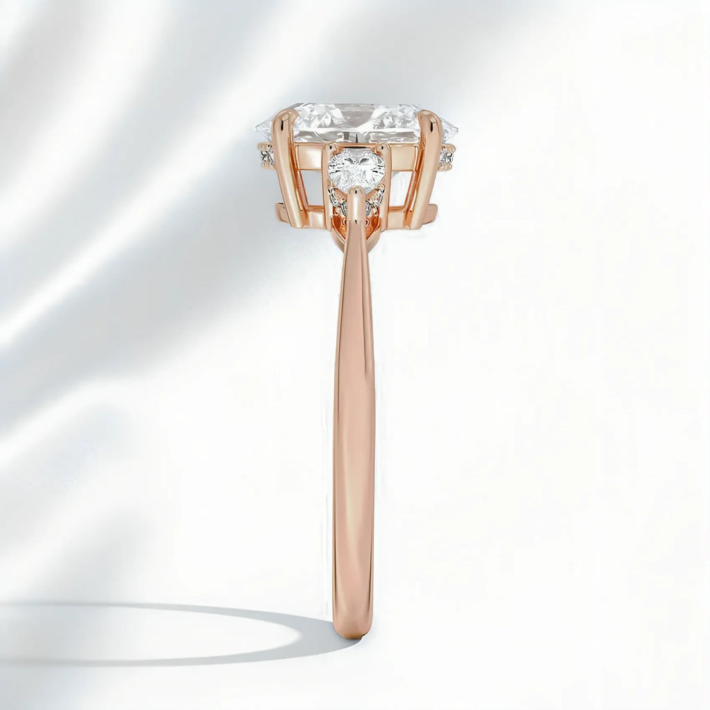 Oval Three-Stone & Hidden Halo Engagement Ring Setting|Price is for Setting Only