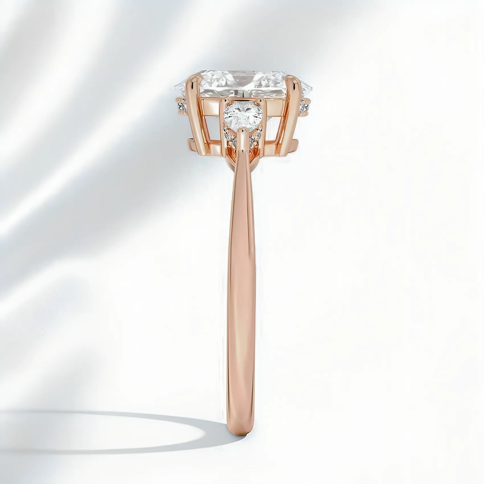 Oval Three-Stone & Hidden Halo Engagement Ring Setting|Price is for Setting Only