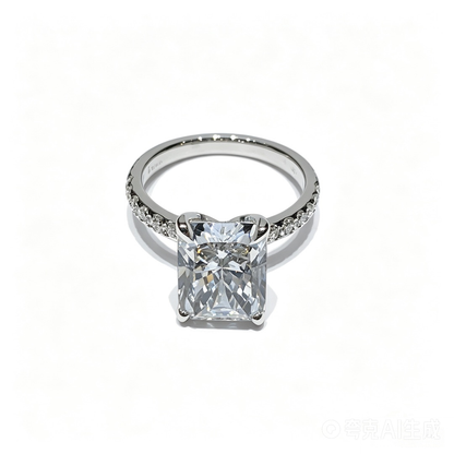 Radiant White Gold Ring | Lab-Grown Diamonds | Solid Gold | Vintage Sparkel