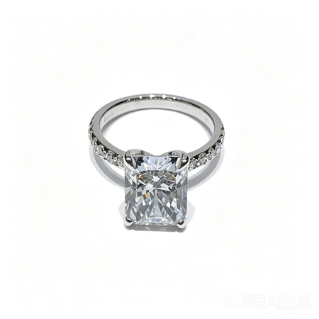 Radiant White Gold Ring | Lab-Grown Diamonds | Solid Gold | Vintage Sparkel