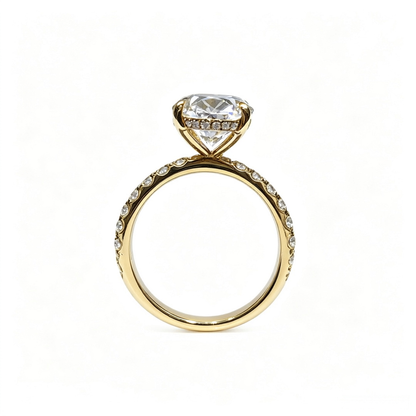 Oval Rose Gold Ring | Lab-Grown Diamonds | Solid Gold | Pave Shank | Engagement Ring