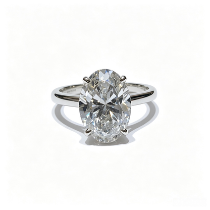 Oval White Gold Ring | Lab-Grown Diamonds | Solid Gold | Luxury