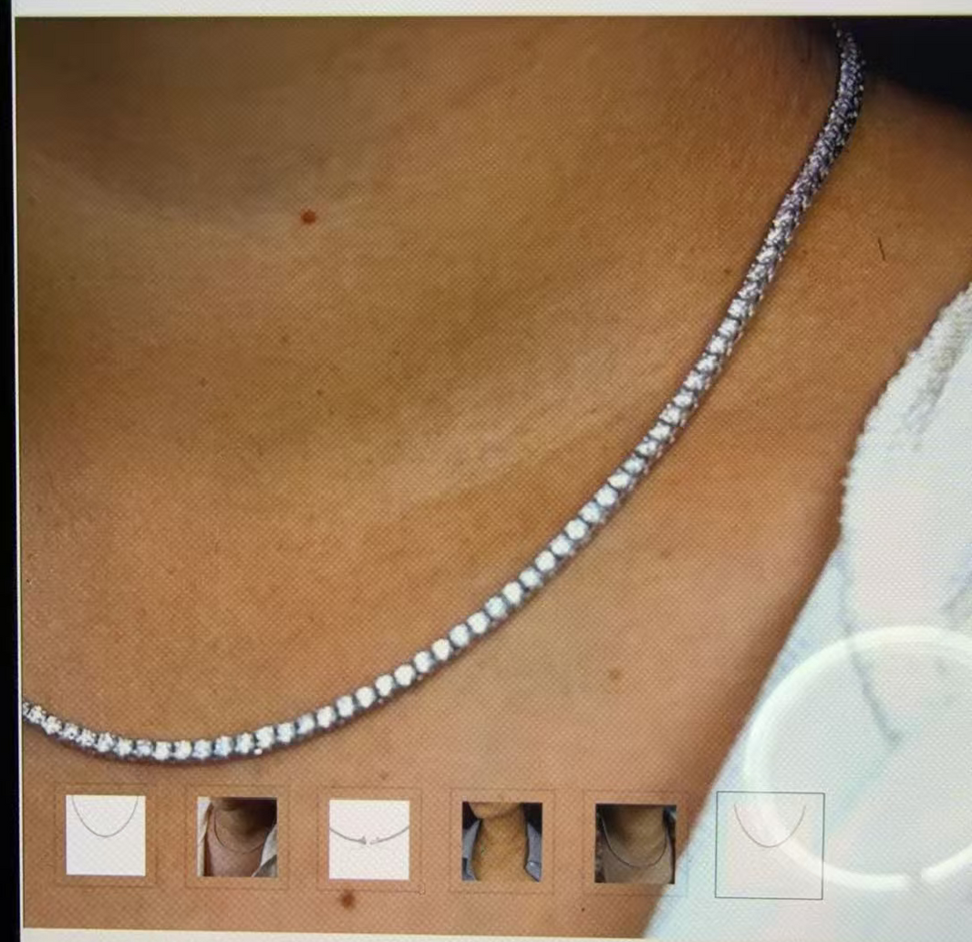 14K solid gold Round Tennis Necklace