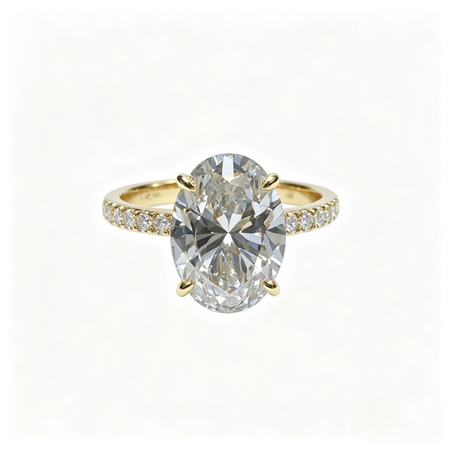 Oval Rose Gold Ring | Lab-Grown Diamonds | Solid Gold | Pave Shank | Engagement Ring