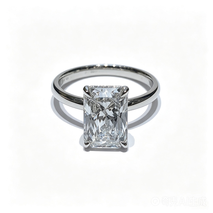 Radiant White Gold Ring | Lab-Grown Diamonds | Solid Gold | Vintage Sparkel