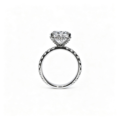 Oval White Gold Ring | Lab-Grown Diamonds | Solid Gold | Luxury | Pave Shank
