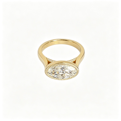 oval yellow gold ring | Lab-Grown Diamonds | solid gold