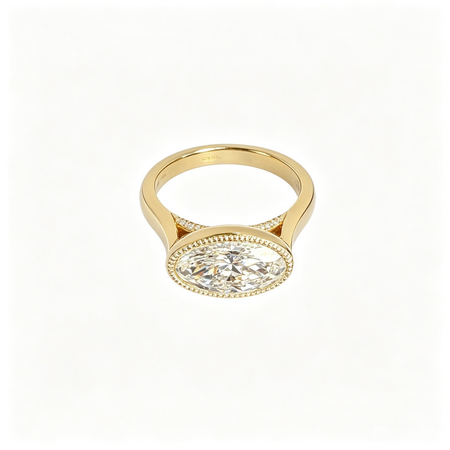 oval yellow gold ring | Lab-Grown Diamonds | solid gold