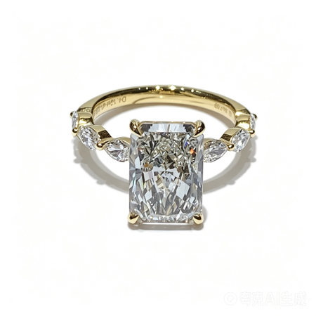 radiant yellow gold ring | lab-grown diamonds | solid gold | pave band