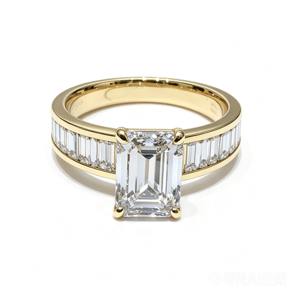 Radiant Yellow Gold Ring | Lab-Grown Diamonds | Solid Gold