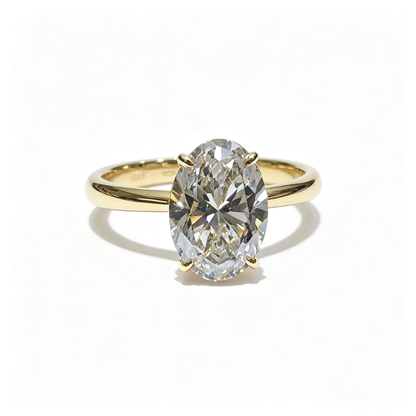 oval yellow gold ring | Lab-Grown Diamonds | solid gold