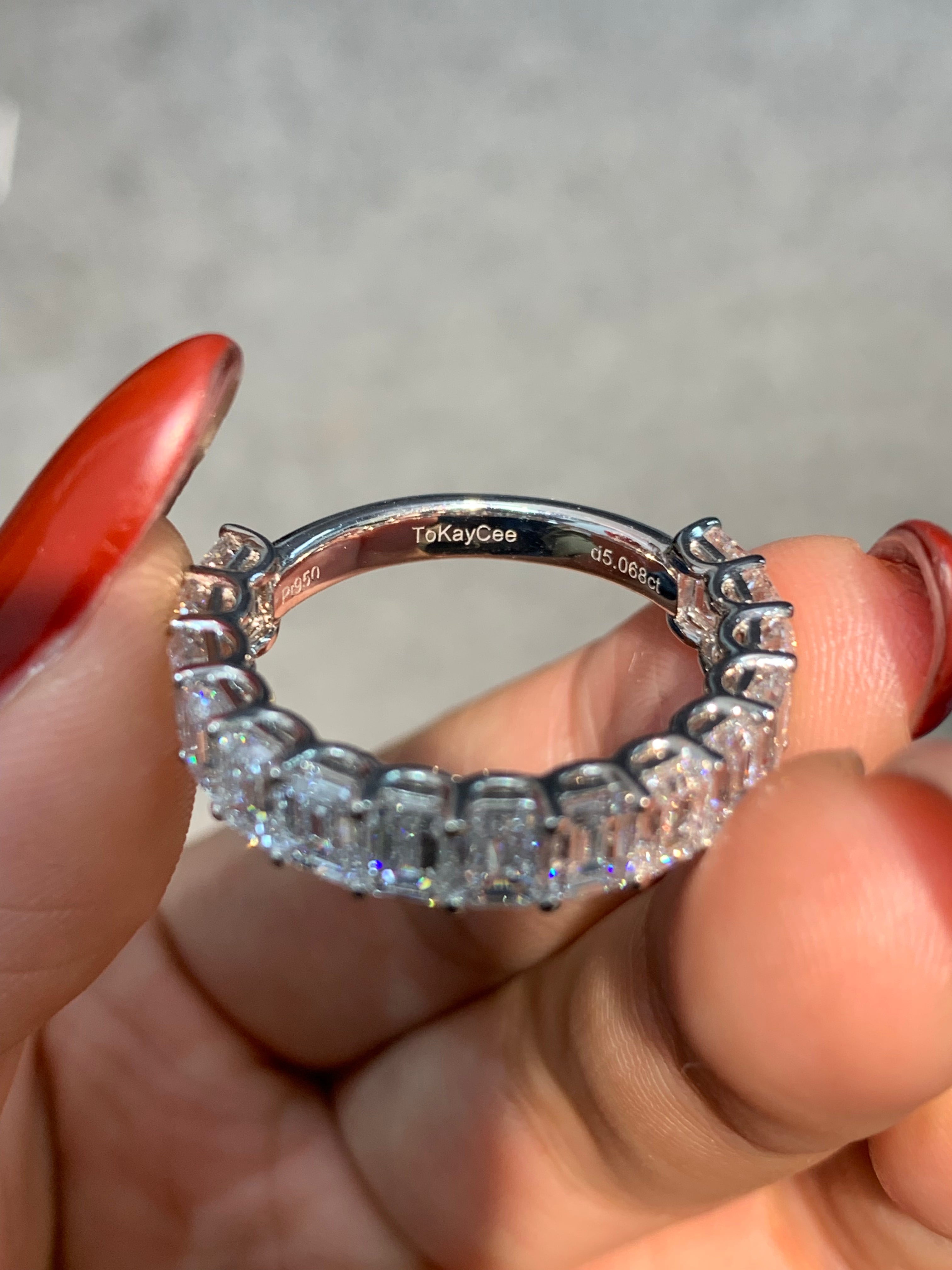 Custom Order: Emerald Cut Lab Diamond Eternity Band in Platinum2