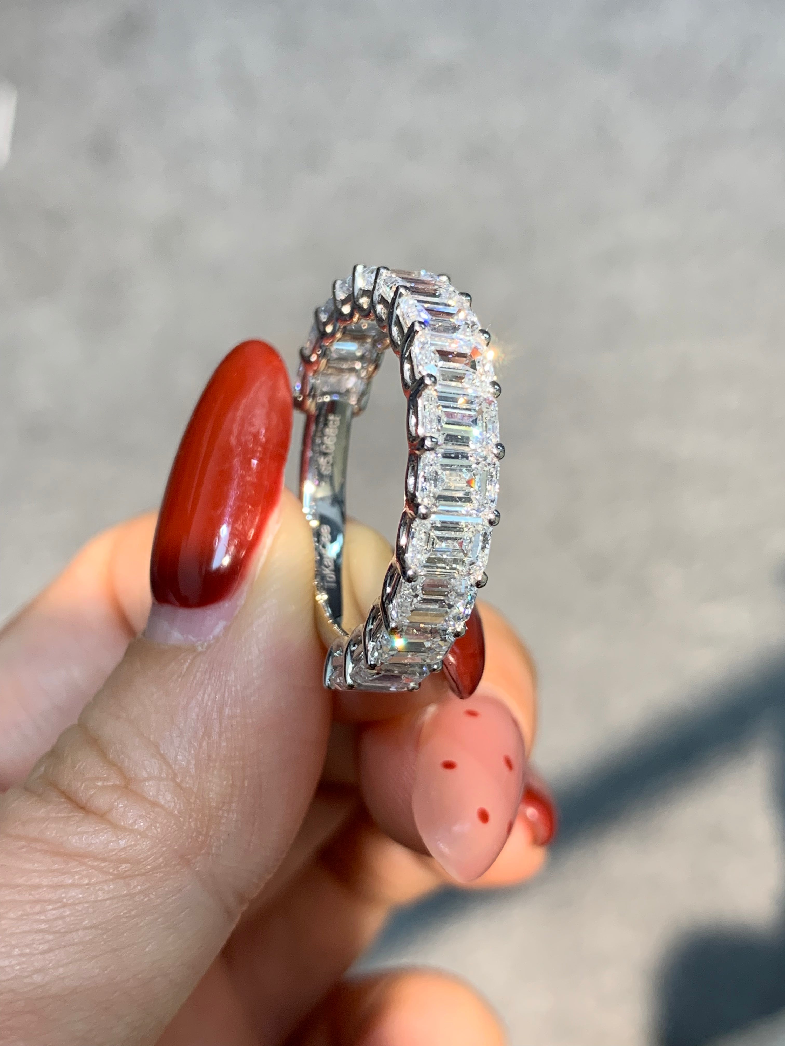 Custom Order: Emerald Cut Lab Diamond Eternity Band in Platinum2