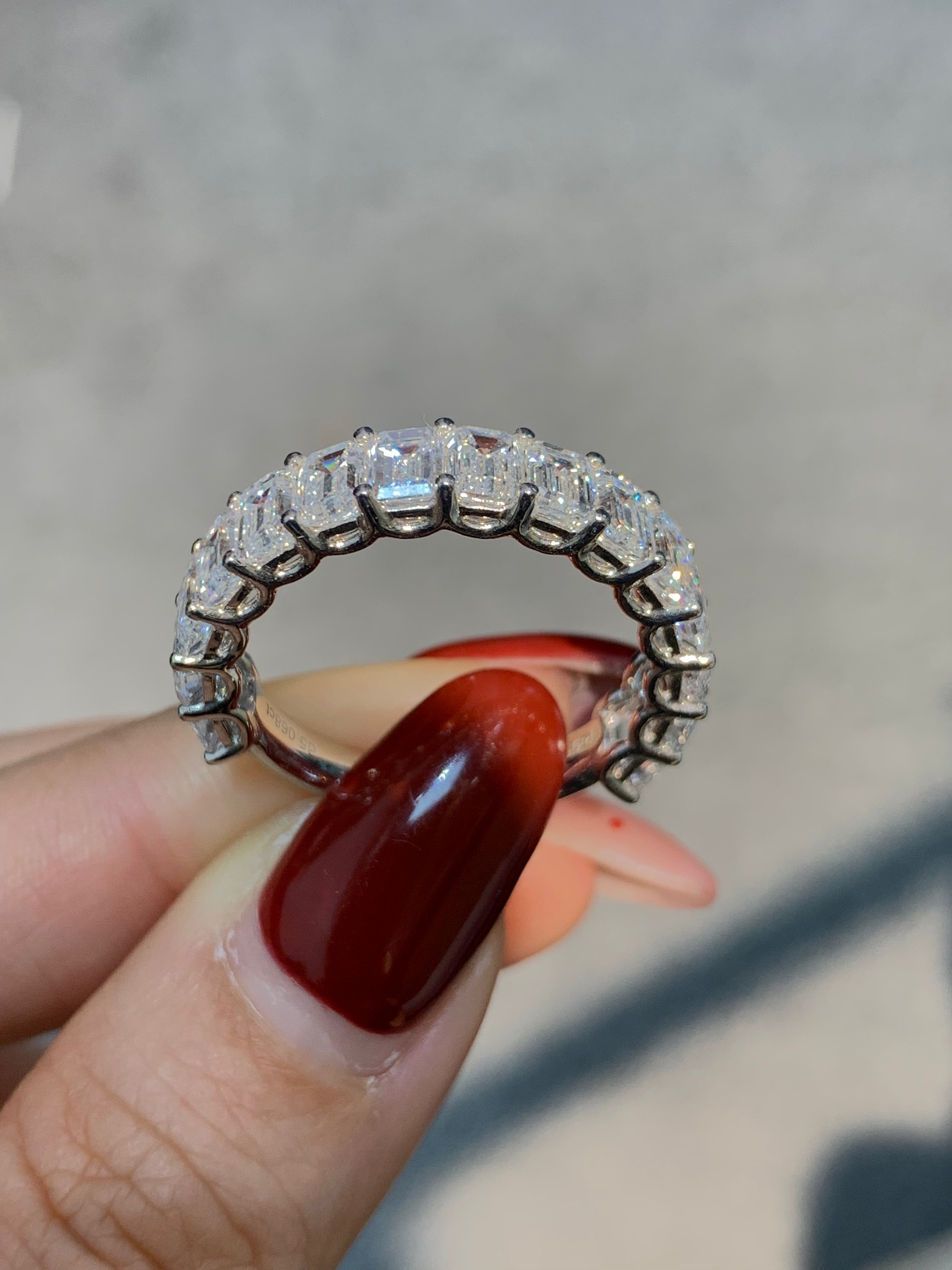 Custom Order: Emerald Cut Lab Diamond Eternity Band in Platinum2