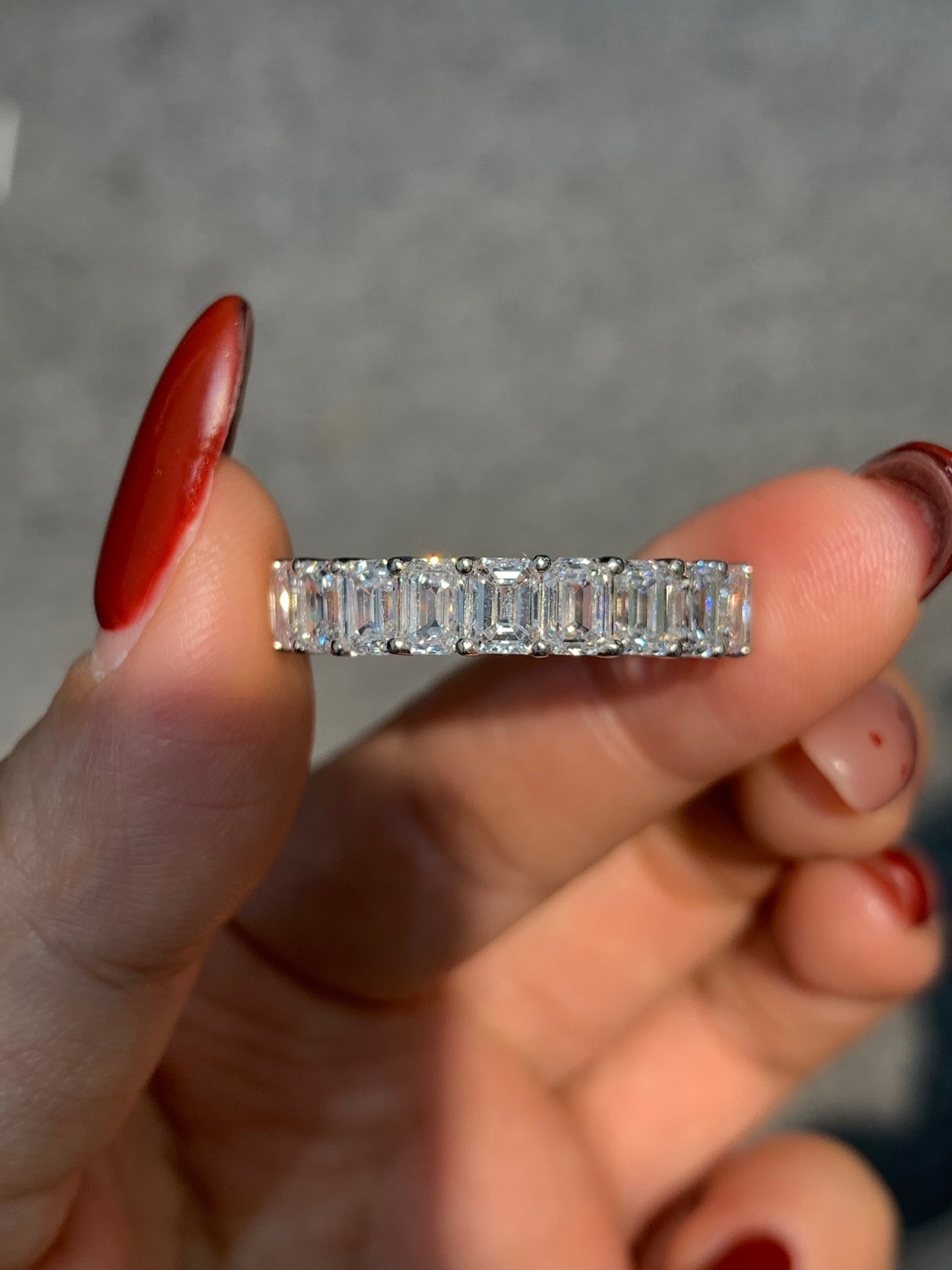 Custom Order: Emerald Cut Lab Diamond Eternity Band in Platinum2