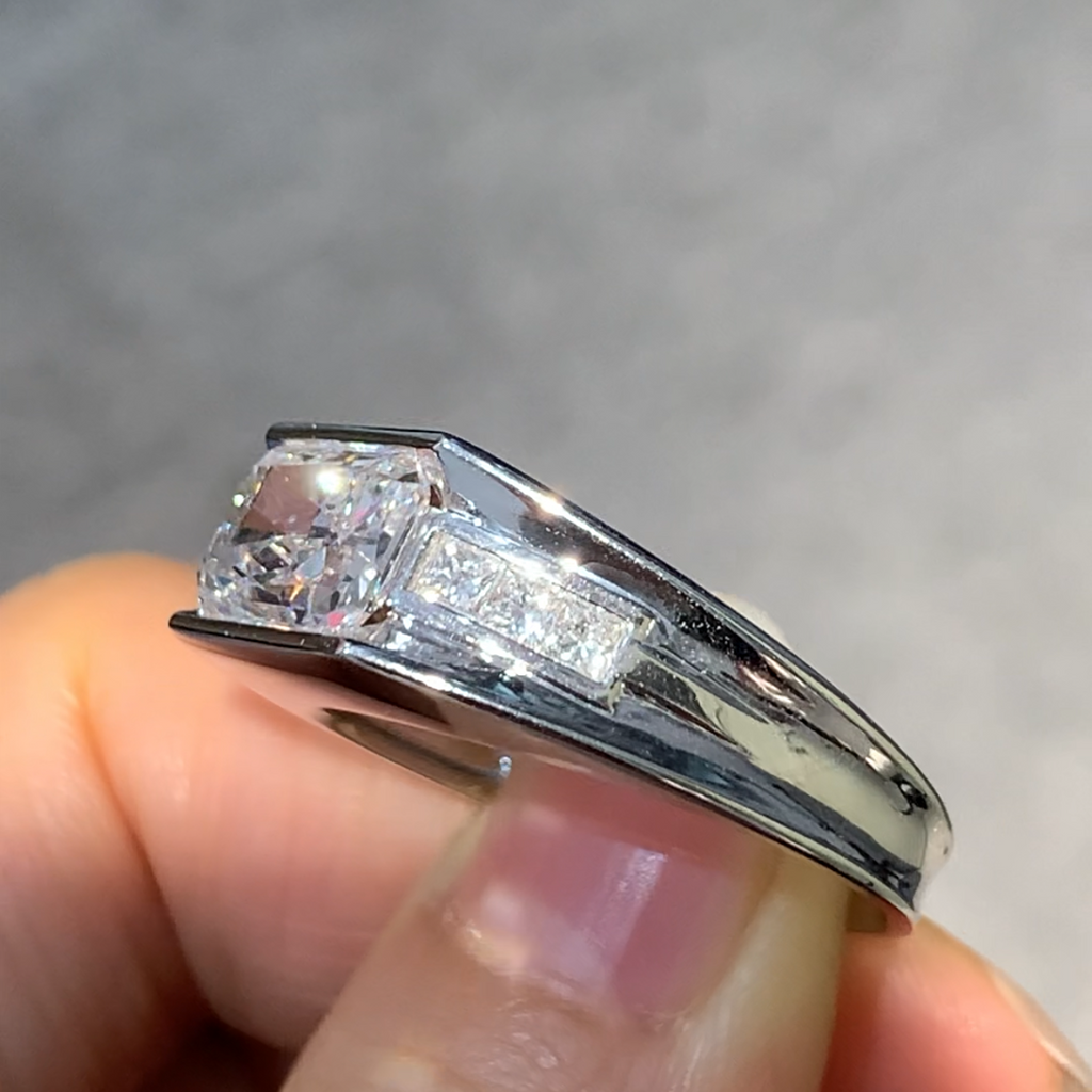 Custom Order: 3ct Radiant Cut Lab Diamond Man Ring