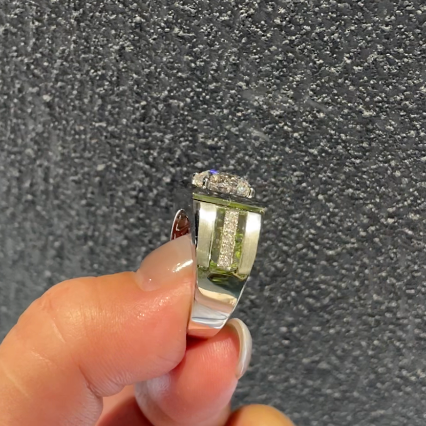 Custom Order: 3.11ct Round Cut Lab Diamond Man Ring in Platinum