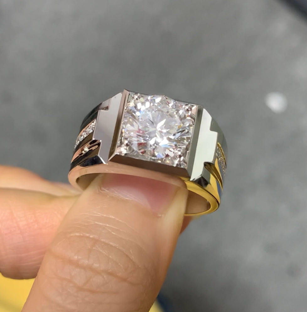 Custom Order: 3.11ct Round Cut Lab Diamond Man Ring in Platinum0287