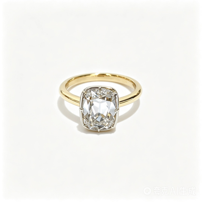 yellow gold ring | Lab-Grown Diamonds | solid gold bezel button back ring | old mine cut ring