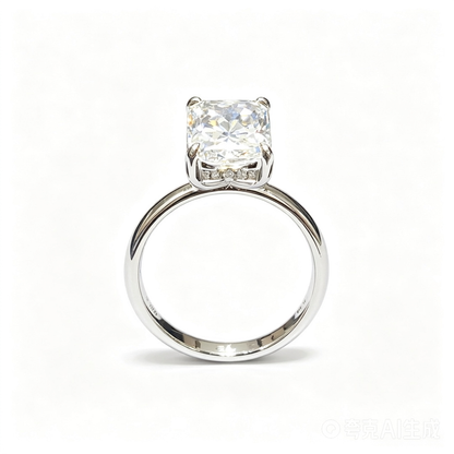 Radiant White Gold Ring | Lab-Grown Diamonds | Solid Gold | Vintage Sparkel