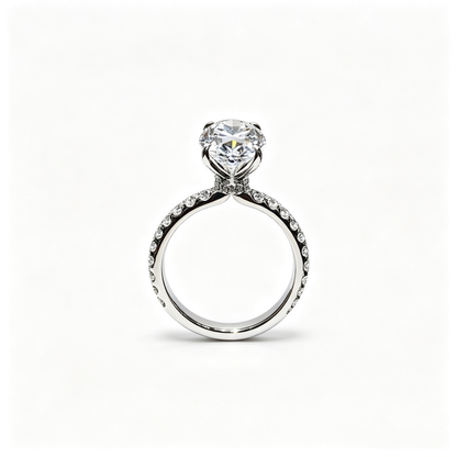 oval white gold ring | Lab-Grown Diamonds | solid gold | pave shank