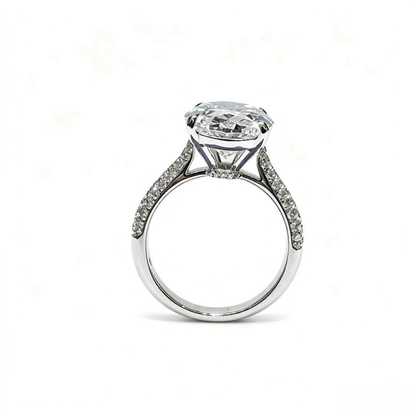 oval white gold ring | Lab-Grown Diamonds | solid gold | luxury | pave shank