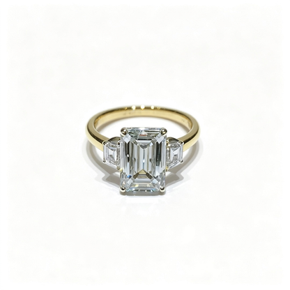 emerald yellow gold ring | Lab-Grown Diamonds | solid gold triad ring