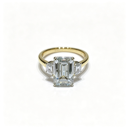 emerald yellow gold ring | Lab-Grown Diamonds | solid gold triad ring