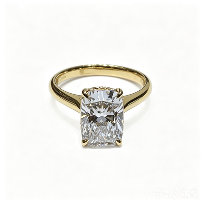 Radiant Yellow Gold Ring | Lab-Grown Diamonds | Solid Gold